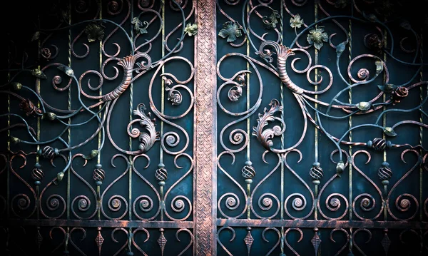 Decorative Beautiful Forged Metal Gate Finishing Element — Stock Photo, Image