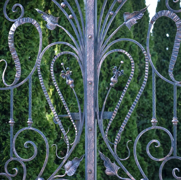 Rusty Metal Forged Fence Background Nature — Stock Photo, Image