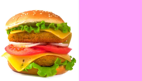 Hamburger Een Witte Achtergrond — Stockfoto