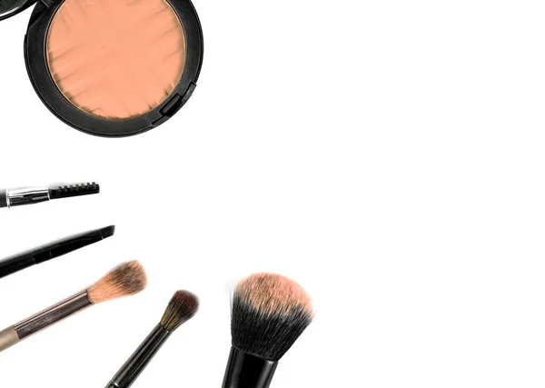 Makeup Borstar Vit Bakgrund — Stockfoto