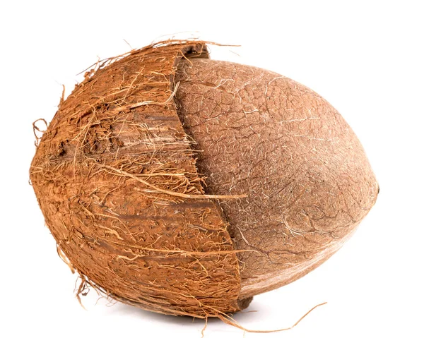 Broken Coconut White Background Fresh Fruit — Stock Photo, Image
