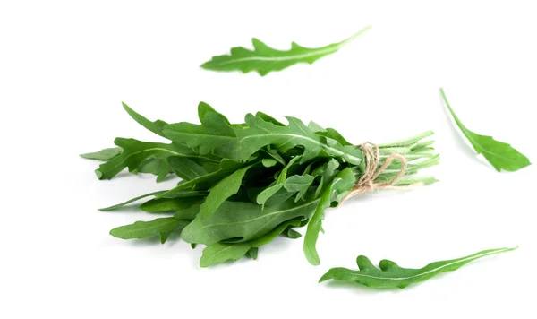 Folhas Arugula Frescas Fundo Branco — Fotografia de Stock