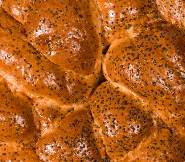 Achtergrond Van Gebakken Broodjes Met Maanzaad Closeup — Stockfoto