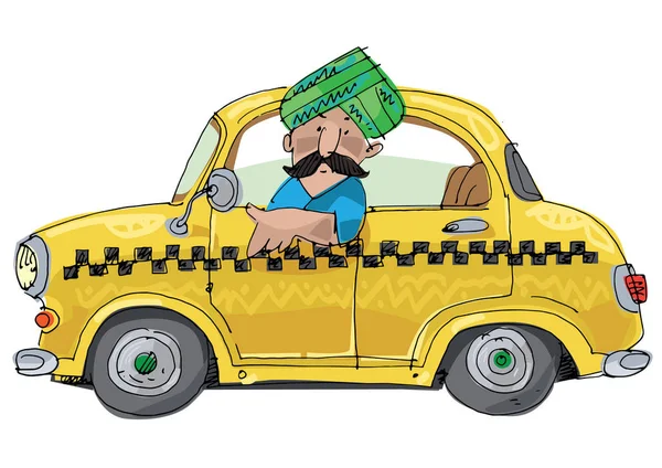 Indian taxi driver in turban — Stock Vector