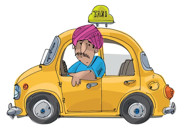 Indian taxi driver in turban — Stock Vector
