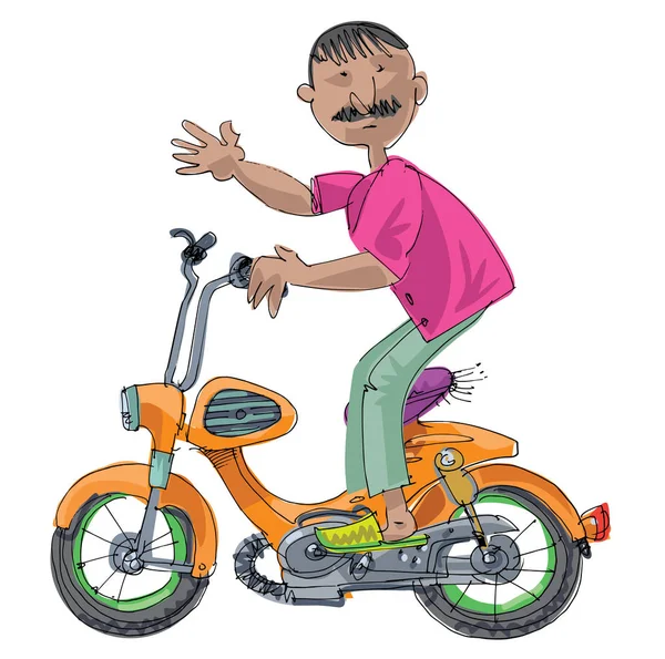 An indian mustached man rider. — Stock Vector