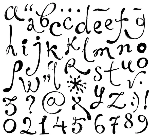 Handgezeichnete Buchstaben und Ziffern. — Stockvektor