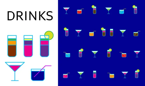 A set of alcohol cocktail patterns. — Stock Vector