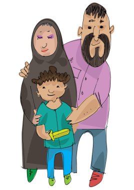 Mutlu bir Arap ailesi. 