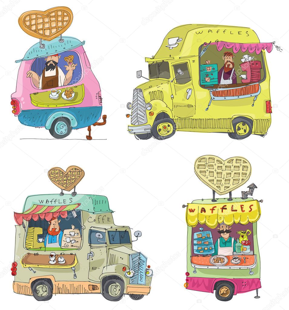 Cute and funny street food vans.