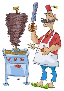 Shawarma maker çalışır.