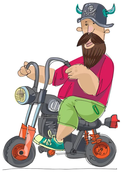 Biker v rohatý přilbě — Stockový vektor