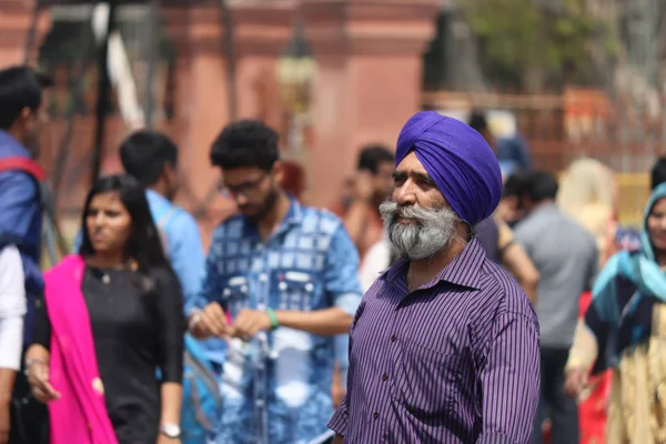 Miembro Comunidad Sikh India Calles Nueva Delhi Marzo 2018 —  Fotos de Stock