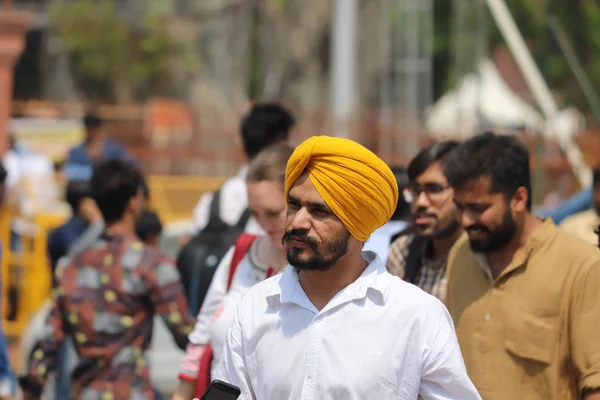 Miembro Comunidad Sikh India Calles Nueva Delhi Marzo 2018 —  Fotos de Stock