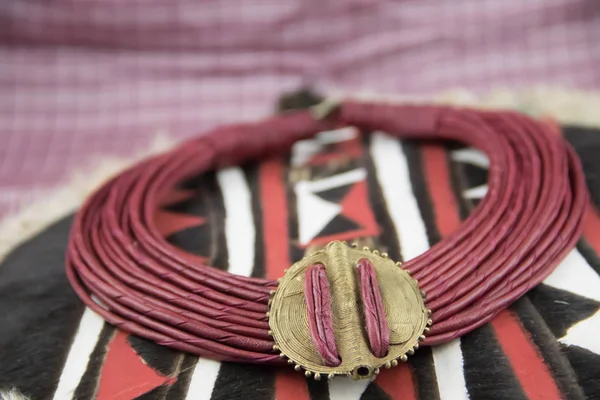 Collar Tribal Africano Con Fondo Hecho Artefactos Africanos Colección Privada —  Fotos de Stock