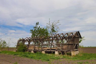 Voyvodina (Sırbistan) kırsal tarafında terk edilmiş eski silo, Kikinda kenti yakınlarında
