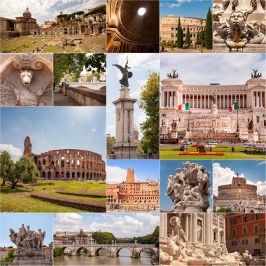 Roma, İtalya 'daki simgelerin kolajı