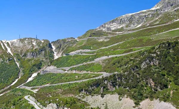 Serpentine Weg Aangesloten Alpenpassen Furka Grimsel Zwitserse Alpen — Stockfoto