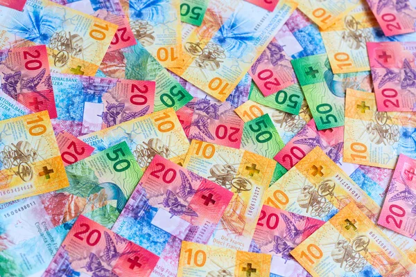 Raccolta Delle Nuove Banconote Svizzere Luminose Emesse Nel 2017 — Foto Stock
