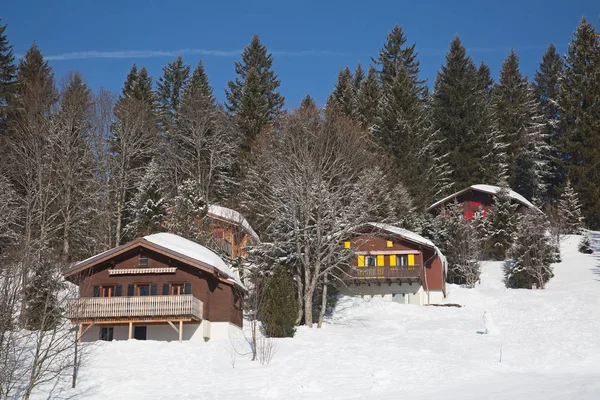 Κλίση Στο Θέρετρο Σκι Της Ελβετίας Τον Προορισμό Amden — Φωτογραφία Αρχείου