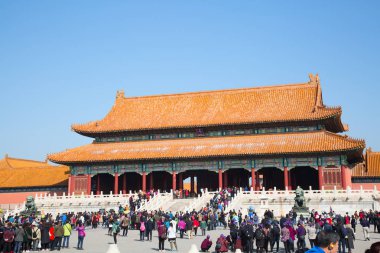 Beijing, Çin - 14 Ekim 2017: Yasak Şehir (Sarayı Müzesi), Çin İmparatorluk Sarayı'ndan Ming Hanedanı Qing Hanedanı sonuna 