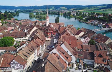 İsviçre, Shaffhausen yakınlarındaki Stein-Am-Rhein ortaçağ şehri