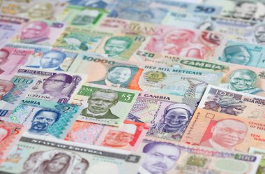 Parlak Afrika banknotlar, topluluğu yakın çekim