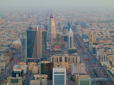 Riyadh, Suudi Arabistan - 29 Şubat 2016: Riyad şehrin havadan görünümü.