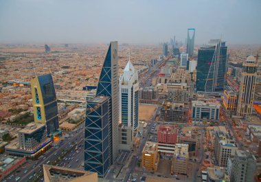 Riyadh, Suudi Arabistan - 22 Ağustos 2016: Riyad şehrin havadan görünümü.