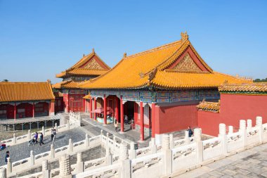 Beijing, Çin - 14 Ekim 2017: Yasak Şehir (Sarayı Müzesi), kimden Ming Hanedanı Çin İmparatorluk Sarayı sonuna Qing Hanedanı (1420-1912).