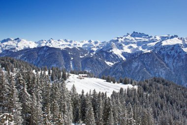 Kış Flumserberg, dağlarda. İsviçre.
