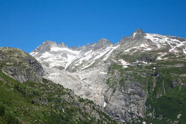 Route Serpentine Reliant Les Cols Alpins Furka Grimsel — Photo