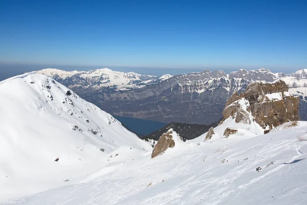 Βουνά Χειμώνα Στο Flumserberg Ελβετία — Φωτογραφία Αρχείου