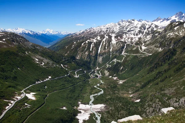 İsviçre Alpleri Furka pass ve Rhone Buzulu.
