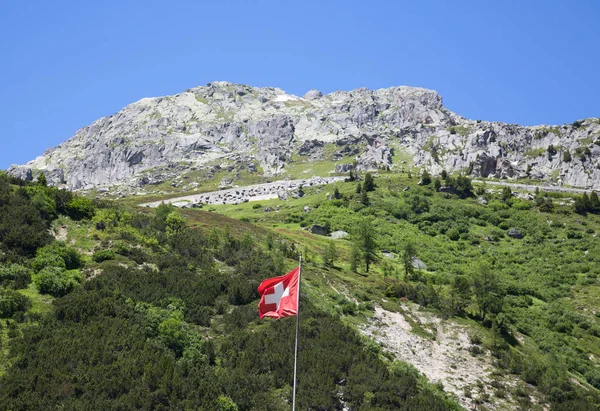 Serpentine road connecting alpine passes Furka and Grimsel