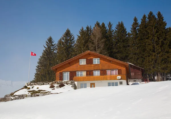 Cozy House Swiss Alps Wnter Switzerland — Stock Photo, Image