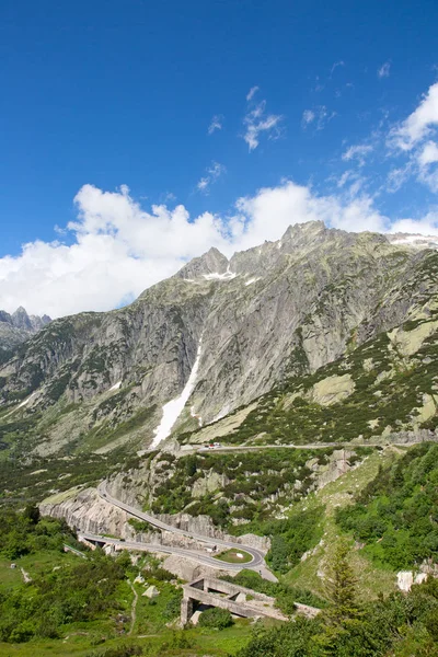 Serpentine Weg Aansluiten Van Alpine Loopt Furka Grimsel — Stockfoto