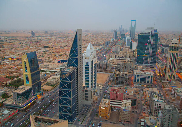 Riyadh, Saudi Arabia - August 22, 2016: Aerial view of Riyadh downtown.