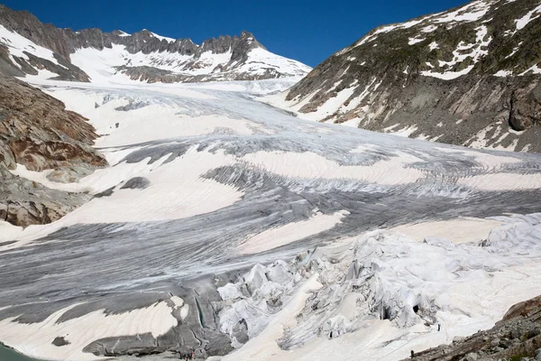 Glaciar Rhone Fonte Rio Rhone Derretendo Recuando Devido Aquecimento Global — Fotografia de Stock