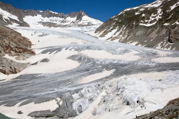 Ghiacciaio Del Rodano Sorgente Del Fiume Rodano Che Scioglie Ritira — Foto Stock