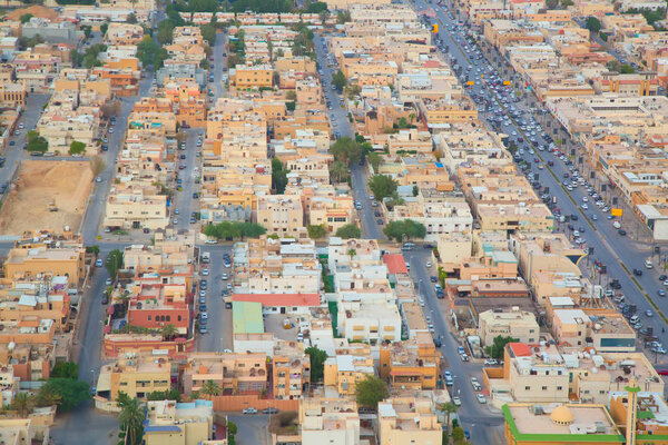 Aerial view of Riyadh downtown, Saudi Arabia. 