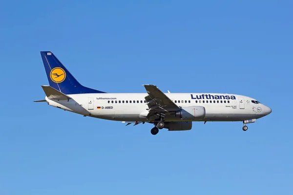 Zurich Suisse Juillet 2015 Atterrissage Boeing 737 Lufthansa Zurich Après — Photo