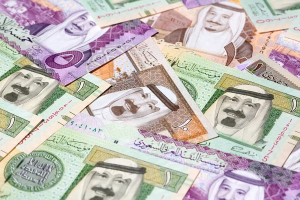 Sbírka Saúdskoarabských Rijských Bankovek — Stock fotografie
