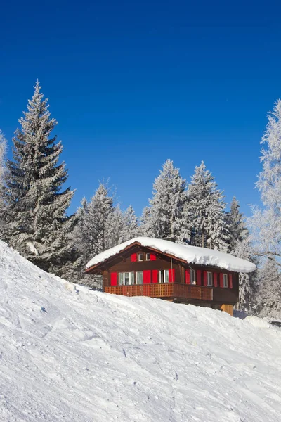 Gezellig Huis Zwitserse Alpen Wnter Zwitserland — Stockfoto