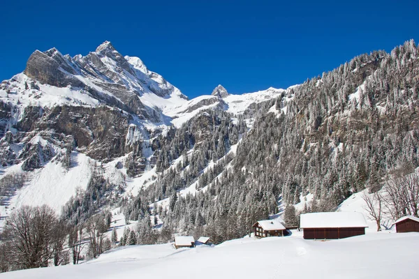 Kış Flumserberg, dağlarda. İsviçre.
