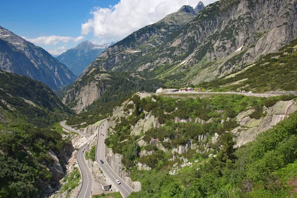 Serpentine Weg Aansluiten Van Alpine Loopt Furka Grimsel — Stockfoto