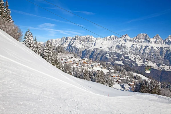 Hanglage Skigebiet Flumserberg Schweiz — Stockfoto
