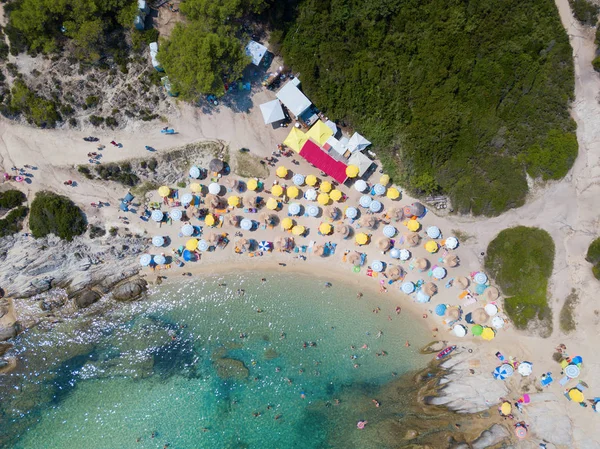 Fotografia Aérea Bela Praia Sitonia Região Chalkidiki Grécia — Fotografia de Stock