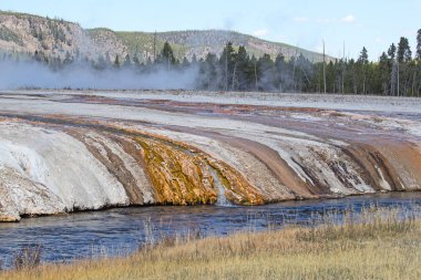 Yellowstone Ulusal Parkı 'ndaki kara kum gayzer havzası, ABD