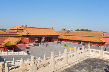 BEIJING, ÇİN - 14 Ekim 2017: Yasak Şehir (Saray Müzesi), Çin imparatorluk sarayı Ming hanedanlığından Qing hanedanlığının sonuna kadar (1420-1912)).